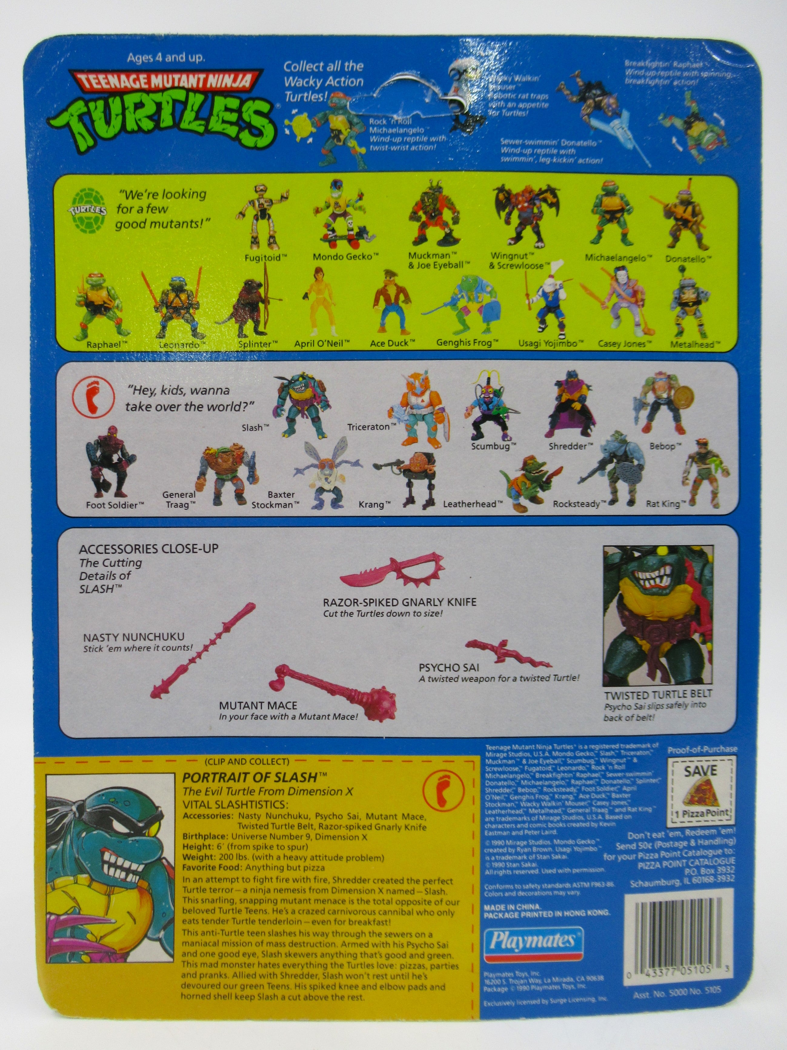 Teenage Mutant Ninja Turtles Slash 4.5" Figure TMNTs - Playmates (1990)